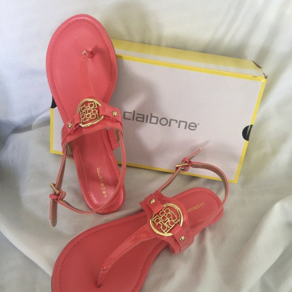 New Women Liz Claiborne Lally Strap Sandals Coral